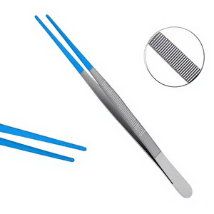 Pince chirurgicale manuelle à revêtement bleu, 8 pouces, à dents, en acier inoxydable de qualité allemande, certifiée CE - Product Image 1
