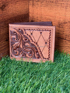 Cartera RFID de cuero de doble pliegue clásica, carteras pequeñas de alta calidad de grano superior personalizadas, cuero Real para hombres - Product Image 2