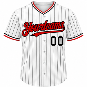 Camiseta de Béisbol Personalizada con Rayas Blancas, Unisex, Manga Corta, Cuello en V, Botones al Frente, Uniforme de Equipo Sublimado - Product Image 1
