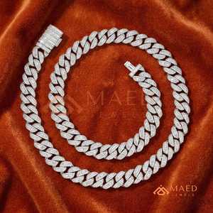 Silver Baguette Cuban Link Moissanite Chain <b>Necklace</b> For Men Iced Out Hip Hop Luxury <b>Statement</b> Jewelry Chain - Product Image 1
