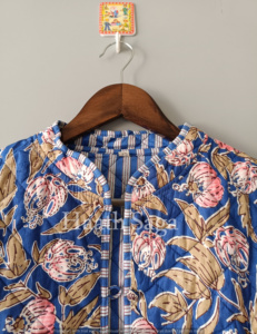 Pure Cotton <b>Quilted</b> <b>Jacket</b> Handmade Winter Wear with Embroidery Decoration Reversible Plaid <b>Pattern</b> for Women - Product Image 3
