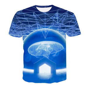 เสื้อยืดกีฬาผู้ชายแบบซับลิเมชั่น ผ้าฝ้าย 100% แขนสั้น ลายกาแล็กซี่ น้ำหนักเบา ระบายอากาศดี รับผลิตแบบ OEM ODM ขายส่งจากโรงงาน - Product Image 6