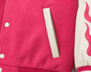 Veste universitaire SINEWY SPORTS Rose Madder avec manches crème, motif brodé palmier et lettres LA, style preppy unisexe, pour l'automne - Product Image 4