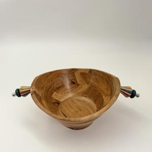 Tazón de madera de acacia de buena calidad con asa con cuentas para utensilios de cocina y hoteles, procedente de la India, al precio más bajo. - Product Image 3