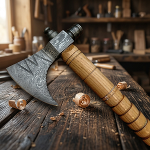 Hacha táctica de caza personalizada hecha a mano con acero de Damasco, hacha vikinga OEM de alta calidad - Product Image 6
