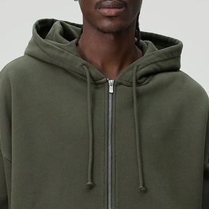 Vente en gros : Sweat à capuche zippé oversize pour homme, coupe carrée décontractée / Sweat à capuche uni pour homme, style épuré à épaules tombantes, décontracté pour le quotidien 2026 - Product Image 2