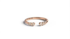Anillo Abierto con Diamantes Redondos Engastados en Bisel Sencillo, Joyería Diaria para Mujer, Anillo de Moda con Diamantes Cultivados en Laboratorio - Product Image 3