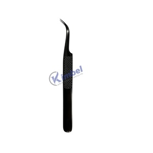 Pinces à épiler pour extensions de cils en acier inoxydable noir brillant personnalisées avec une pointe pointue - Product Image 5