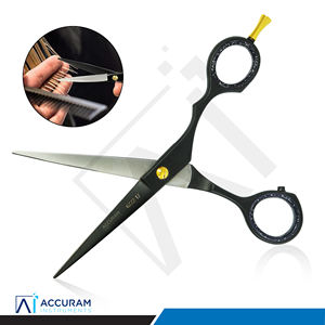 Tijeras de Peluquería Profesionales Accuram, Tijeras de Acero Inoxidable Reutilizables con Filo de Cuchilla, Negras, para Corte y Estilismo de Cabello en Salón - Product Image 3