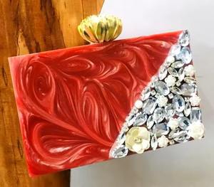 กระเป๋าคลัทช์อะคริลิคเรซิ่นทันสมัยสำหรับผู้หญิง กระเป๋าถือดีไซน์หรูสำหรับงานเลี้ยงตอนเย็น กระเป๋าใสสำหรับงานแต่งงาน - Product Image 1