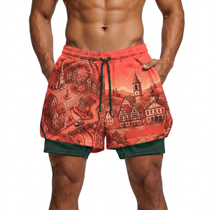 Custom All-Over Print Men's <b>Running</b> <b>Shorts</b> 2-in-1 Compression <b>Liner</b> Eco-Friendly Quick Dry Breathable Mesh Fabric Heat-Transfer - Product Image 2