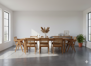 Chaise de salle à manger moderne en bois massif avec assise et dossier en rotin écologique, accoudoirs durables pour la maison, le restaurant, le bar, la villa - Product Image 5