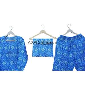 ชุดนอนฤดูหนาวผ้าฝ้าย 100% สำหรับผู้หญิง ลายดอกไม้ เซ็กซี่ โรแมนติก หรูหรา เอวยางยืด แขนสามส่วน แห้งเร็ว นุ่มสบาย - Product Image 4