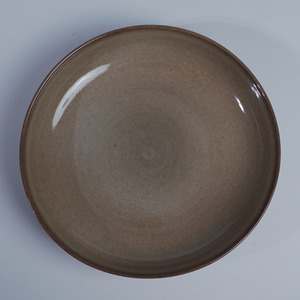 Tazón de Cerámica Color Caqui Mate, Plato Redondo Esmaltado para Servir, Plato de Porcelana con Borde Repujado para Hogar, Restaurante, Hotel - Product Image 1