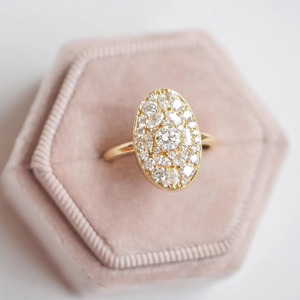 Bague en or 14 carats Art Déco de luxe avec diamants pour femmes - Product Image 3