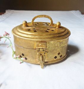 Royal Inspired Brass Cricket <b>Box</b> For Decorative Gifting With <b>Floral</b> Engraving And Heritage Indian Character - Product Image 1