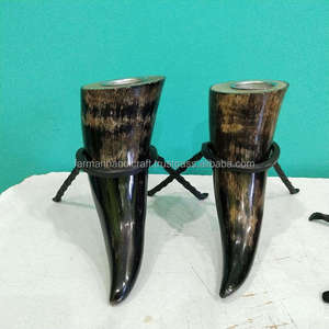 Handmade Ox Horn Tealight Candle Holder Set of 2 with Metal Stand Decorative Home Decoration At <b>Cheap</b> Price - Product Image 3