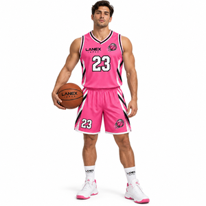 Ensemble d'uniformes de basketball de haute qualité, maillot et short personnalisés imprimés par sublimation, tissu respirant en mesh, pour hommes adultes, entraînement, club - Product Image 2