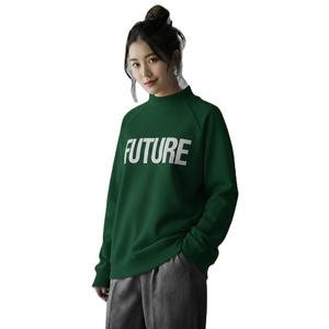 Womens <b>Black</b> Mock Neck Sweatshirt Letter Graphic Print <b>Long</b> Sleeve Fleece Pullover Relaxed Fit Casual <b>Top</b> - Product Image 2
