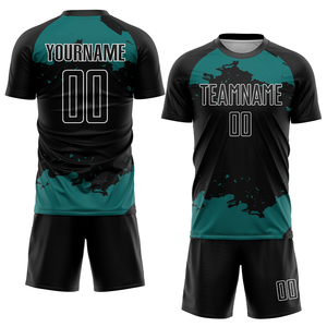 Conjunto de Camiseta de Fútbol Personalizada para Hombre, Diseño de Puntos Negros y Dorados, Sublimada, de Secado Rápido, Ajuste Atlético, Manga Corta, Uniforme de Equipo para Todas las Temporadas - Product Image 4