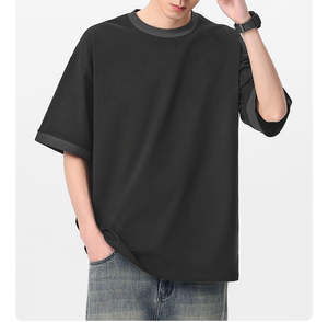 T-shirts à manches courtes coupe boxy ajustée, col contrastant, imprimé numérique personnalisable, qualité supérieure 250 g/m² - Product Image 2