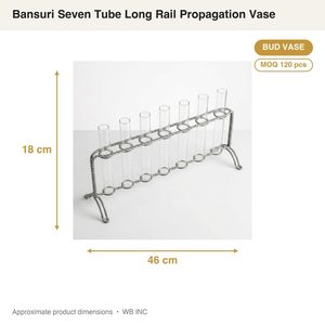 Jarrón de Hierro Galvanizado Hecho a Mano de 46 cm con Siete Tubos de Vidrio Naturales de Zinc para Propagación de Bansuri, Decoración del Hogar, Jarrones Metálicos - Product Image 3