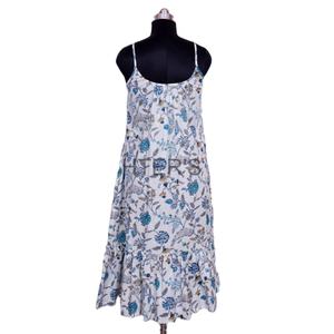 Vestido Midi de Algodón Hecho a Mano para Mujer, Estampado Floral, Largo, Informal, para Fiesta - Product Image 4