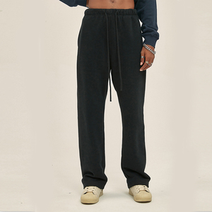 Achetez des pantalons de jogging en coton pour hommes avec logo brodé personnalisé et effet vieilli, pantalons de sport pour hommes - Product Image 3