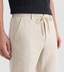 Enovate Stripped Lenin Men's Mid Waist Lightweight Breathable Summer <b>Trousers</b> with <b>Drawstring</b> Closure SLT 01 ODM - Product Image 3