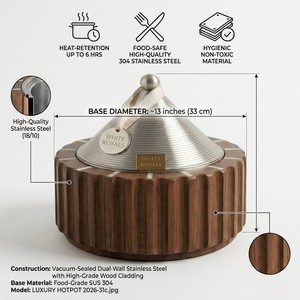 Luxury Wooden Casserole Set 3Pcs Mother Pearl Inlay Stainless Steel Hotpot Insulated Durable Eco-Friendly Food <b>Warmer</b> Ramadan - Product Image 4