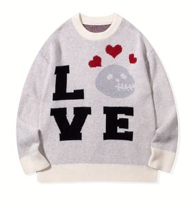 Pull en tricot décontracté à col rond avec motif jacquard personnalisé, 100% coton, pull en tricot ample pour homme - Product Image 1