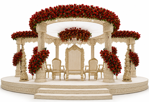 Mandap Triple para Bodas Gujarati, Estilo Triveni Hindú, con Pilares de Fibra, Portátil, Nuevo, Tamaño Personalizable - Product Image 6