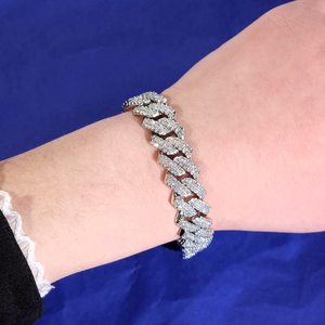 Luxury Iced Moissanite Cuban Link Chain <b>Bracelet</b> <b>Men</b> Women 925 Sterling <b>Silver</b> Rhodium Plated Hip Hop Jewelry - Product Image 4
