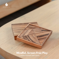 Tangram de Madera, Rompecabezas Creativo de Formas para Niños y Adultos, Nivel de Habilidad Principiante y Avanzado, Hecho en Tailandia, Marca SiamMandalay