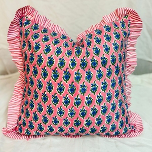 Luxury Frill Cushion <b>Cover</b> Handmade Cotton Ruffle Pillow <b>Cover</b> Printed Decorative Cushion Case Bohemian Home Decor <b>Sofa</b> Accent - Product Image 1