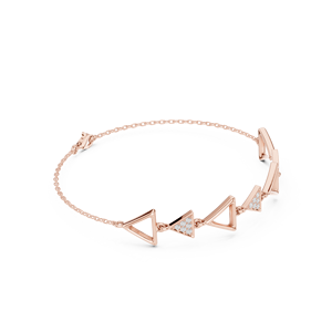 Bracelet en or rose massif 9K 10K 14K 18K avec diamants CVD de laboratoire VVS DEF, motif triangle géométrique et chaîne chevron - Product Image 3