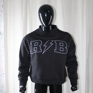 Sudadera R B BLACK con Cuello Alto, 100% Algodón, Apliques Blancos y Negros Bordados, CLUSH SPORTS, Invierno - Product Image 3