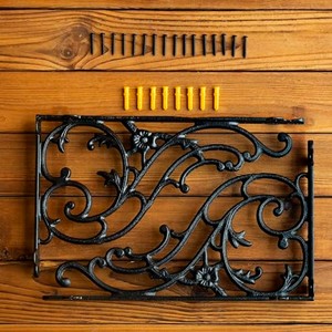 Paires de supports muraux décoratifs en fonte - Style victorien, motif festonné, métal noir - Vente en gros - Product Image 3