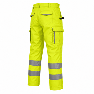 Hi <b>Vis</b> Workwear Pants Men Reflective Safety <b>Trousers</b> Polyester Construction Uniform Cargo Pocket Design - Product Image 4