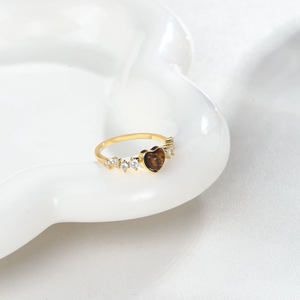 Anillo Vintage de Jade con Forma de Corazón Marrón para Mujer - Product Image 2