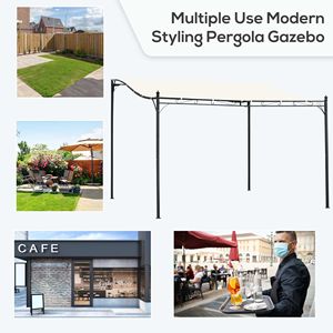 Pergola Gazebo 13FT X 10FT in Acciaio Bianco Crema per Esterni con Telo Resistente alle Intemperie e Fori di Drenaggio - Product Image 4