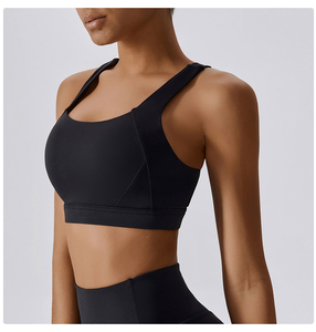 Custom <b>Printed</b> Unisex Eco-Friendly High Support Cross Back Sports Bra Crystal Front Logo Spandex/Nylon Yoga Crop <b>Top</b> Activewear - Product Image 4