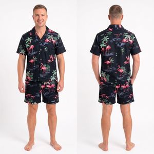 Ensemble chemise et short hawaïen en tissu éponge à sublimation florale tropicale, léger, séchage rapide, tenue de plage estivale pour homme, décontracté, resort - Product Image 3