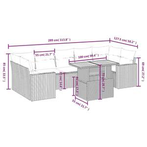 Ensemble de canapés de patio en polyrotin noir avec coussins, mobilier d'extérieur pour 8 personnes, style contemporain, design moderne - Product Image 5