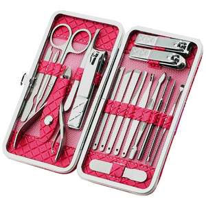 Juego de 17 piezas de buena calidad, producto de la zona alta, para uso en salón, para mujeres, juego profesional de manicura y pedicura de acero inoxidable. - Product Image 1