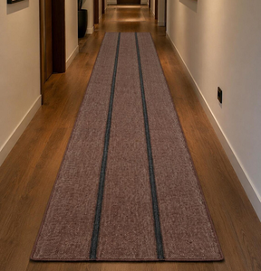 Tapis de couloir en laine et jute tissé à la main à rayures brunes, style rustique bohème, pour couloir, cuisine, sur mesure - Product Image 1