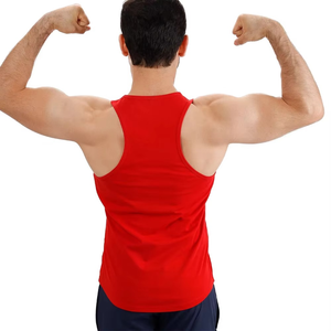 New Arrival Men Red O-Neck Sleeveless Tank Top Casual Wear Breathable Knitted Solid Color Fitness <b>Singlet</b> - Product Image 6