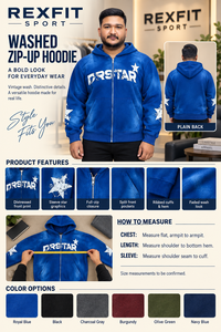 Sweat à capuche zippé bleu personnalisé pour homme, en molleton épais, coupe oversize, style streetwear, imprimé étoiles, veste décontractée d'hiver - Product Image 4