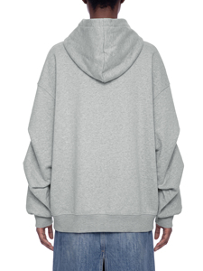 Sweat-shirt à capuche unisexe surdimensionné gris uni en molleton de coton avec impression numérique, respirant, poche kangourou, coupe classique, idéal pour l'automne - Product Image 4