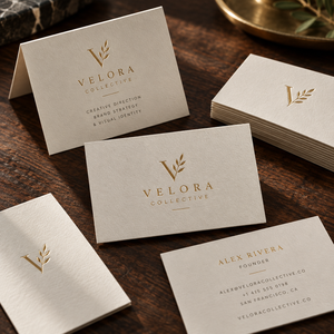Tarjetas de presentación de lujo personalizadas con logotipo en relieve con lámina dorada, papel texturizado floral, 600 g/m², gruesas - Product Image 1